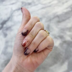 vivirosie polish strips design of red, purple with negative space